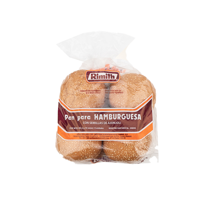 Pan Rimith Rimith Pan de Hamburguesa con Ajonjolí 454 g 8 unidades - Super 99